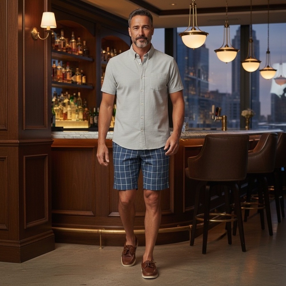 Tommy‎ Bahama Mens Blue Windowpane Linen Silk Paradise Nation Shorts Size 42